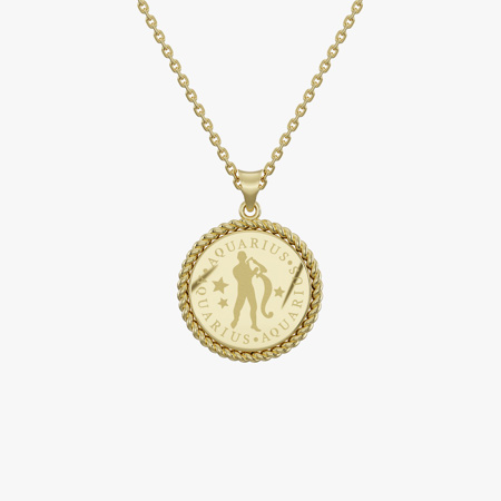 Aquarius Birth Month Gold Pendant